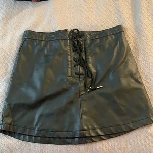 Black leather skirt